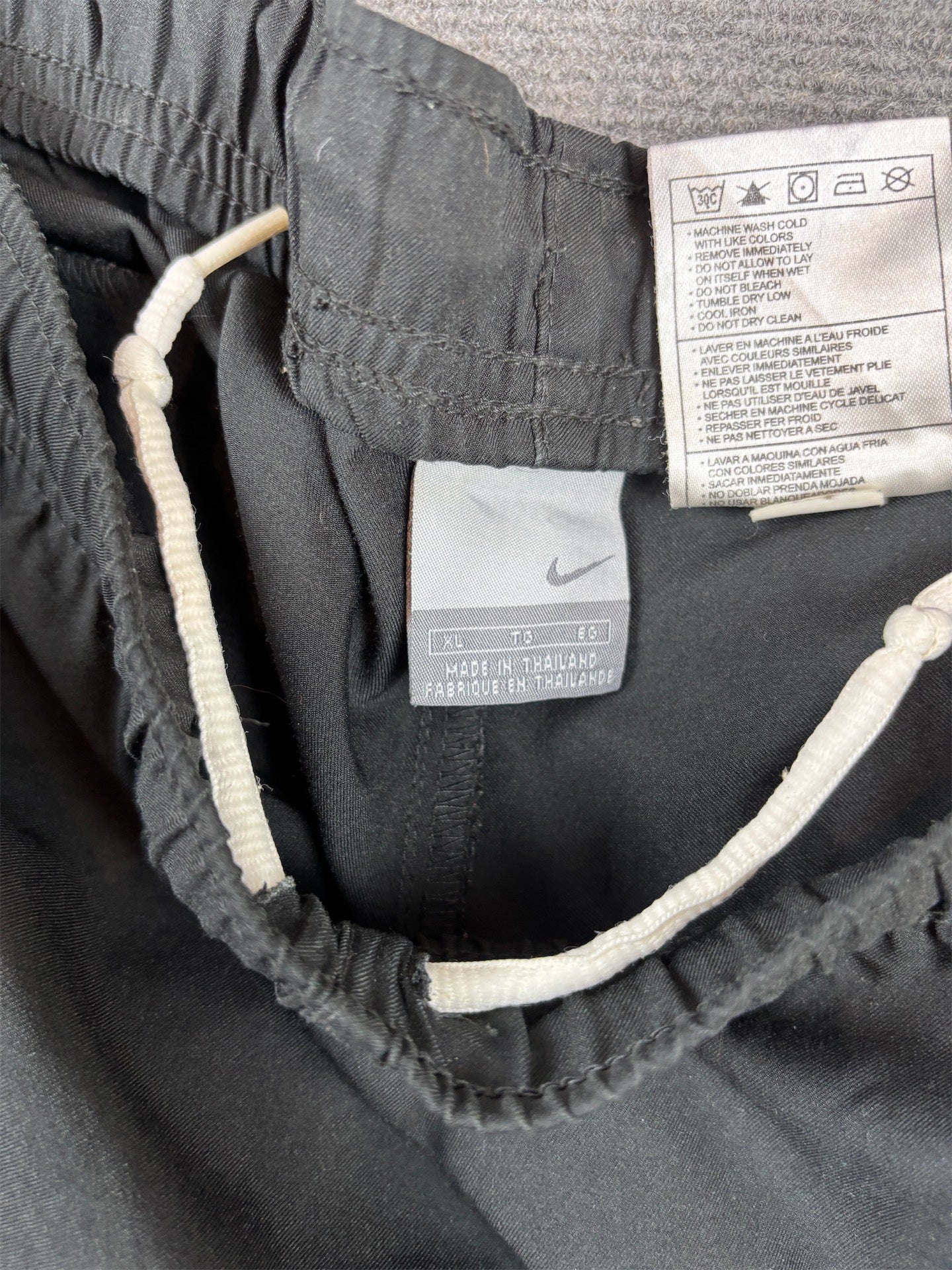 Vintage Y2K Nike Track Pants Size XL Black White Piping Swoosh Super Wide Leg