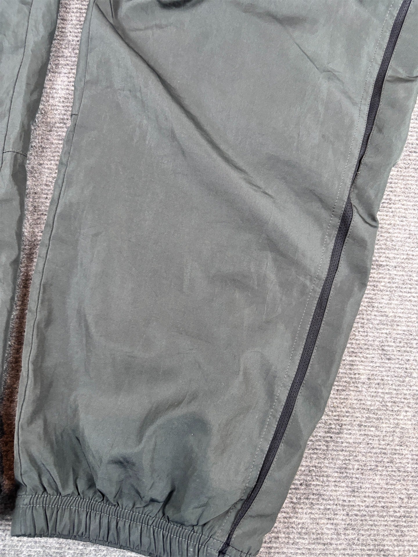 Vintage Y2K Nike Track Pants Size XL Grey Black Swoosh Double Piping Ankle Zip Wide Leg