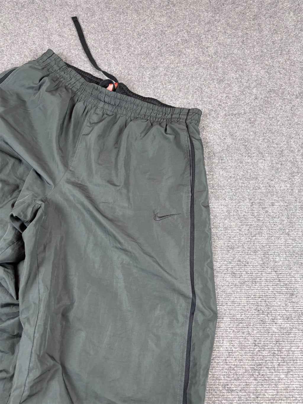 Vintage Y2K Nike Track Pants Size XL Grey Black Swoosh Double Piping Ankle Zip Wide Leg