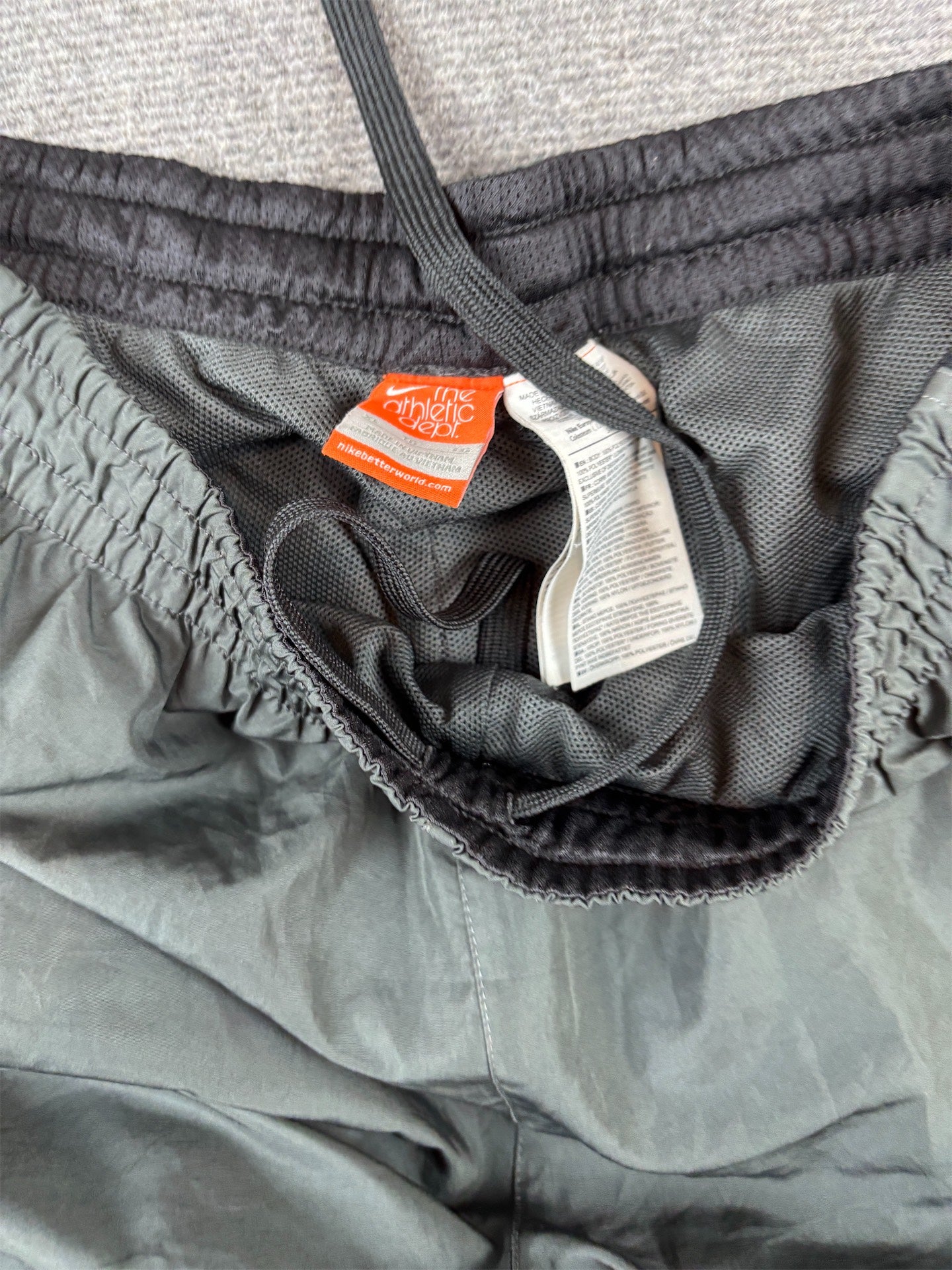 Vintage Y2K Nike Track Pants Size XL Grey Black Swoosh Double Piping Ankle Zip Wide Leg