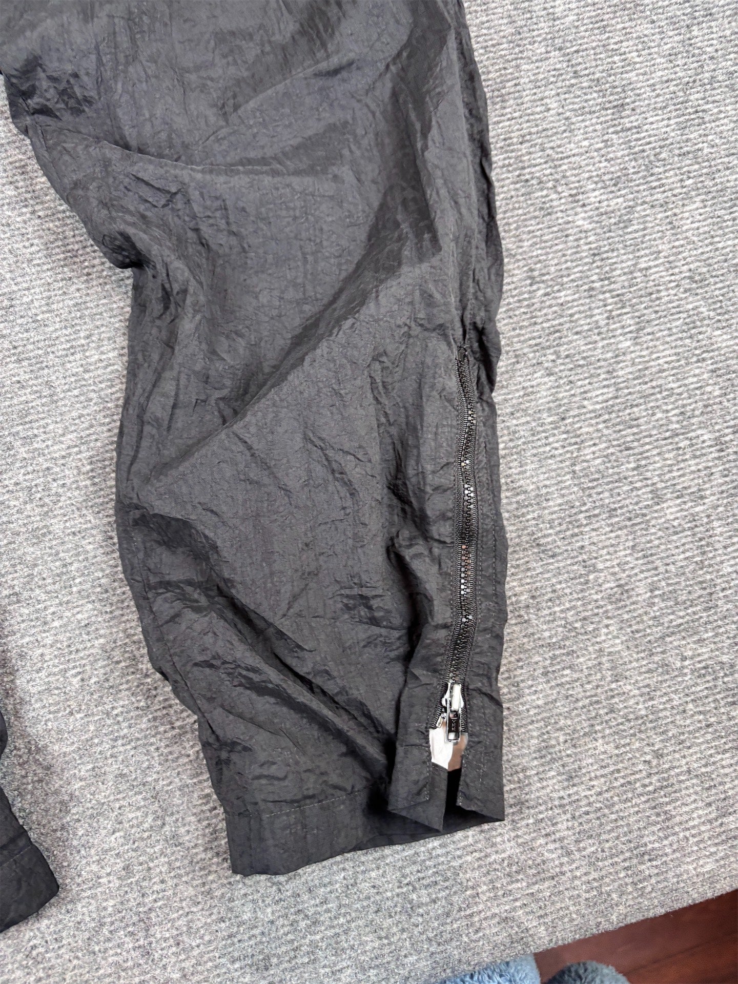 Vintage 90s Nike Track Pants Women’s XL Double Black Swoosh Parachute Ankle Zip Tapered