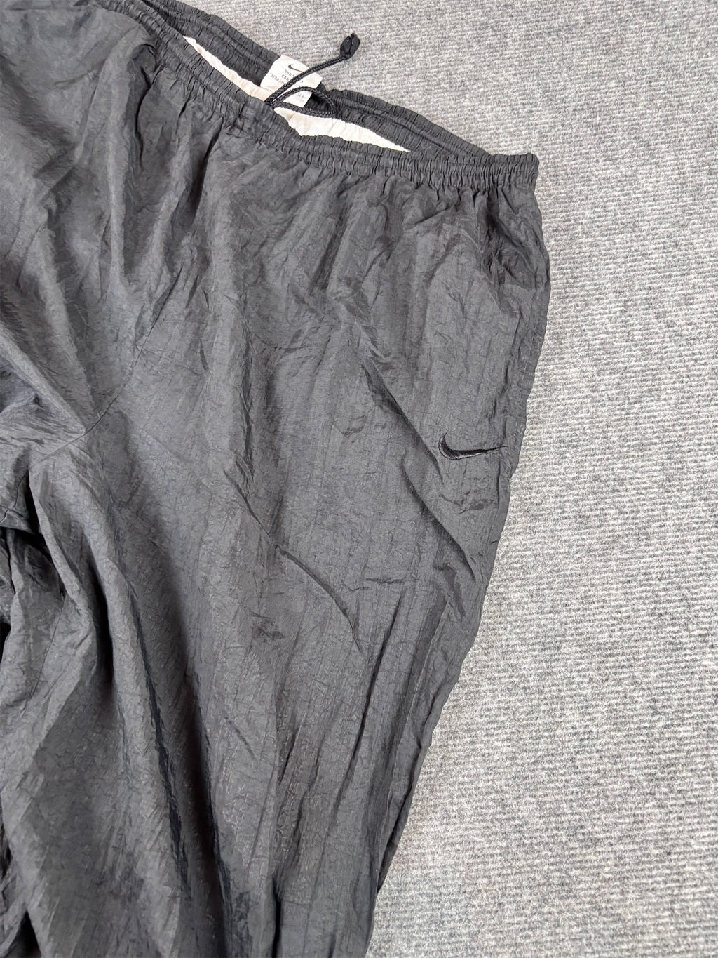 Vintage 90s Nike Track Pants Women’s XL Double Black Swoosh Parachute Ankle Zip Tapered