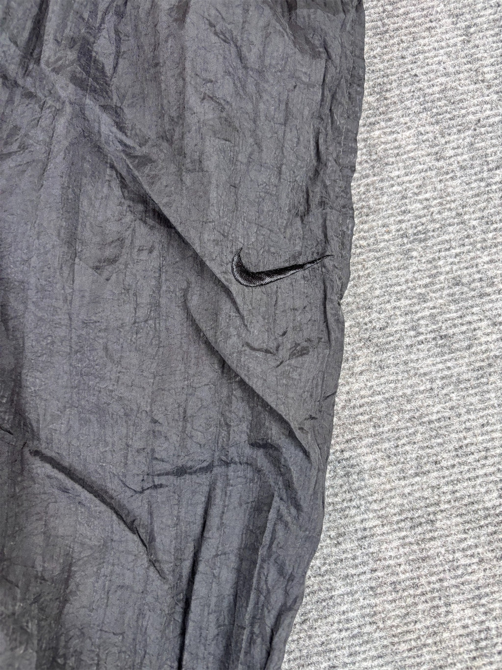 Vintage 90s Nike Track Pants Women’s XL Double Black Swoosh Parachute Ankle Zip Tapered