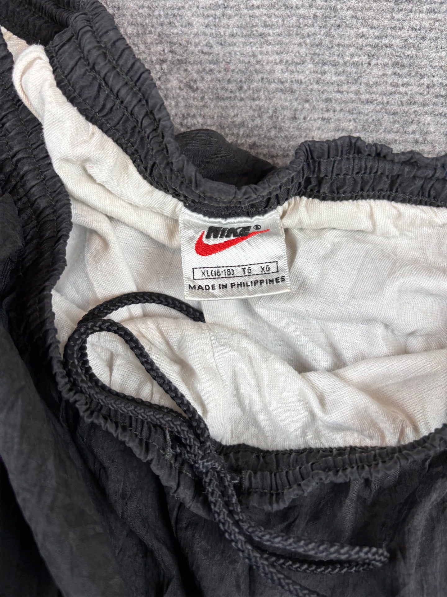 Vintage 90s Nike Track Pants Women’s XL Double Black Swoosh Parachute Ankle Zip Tapered