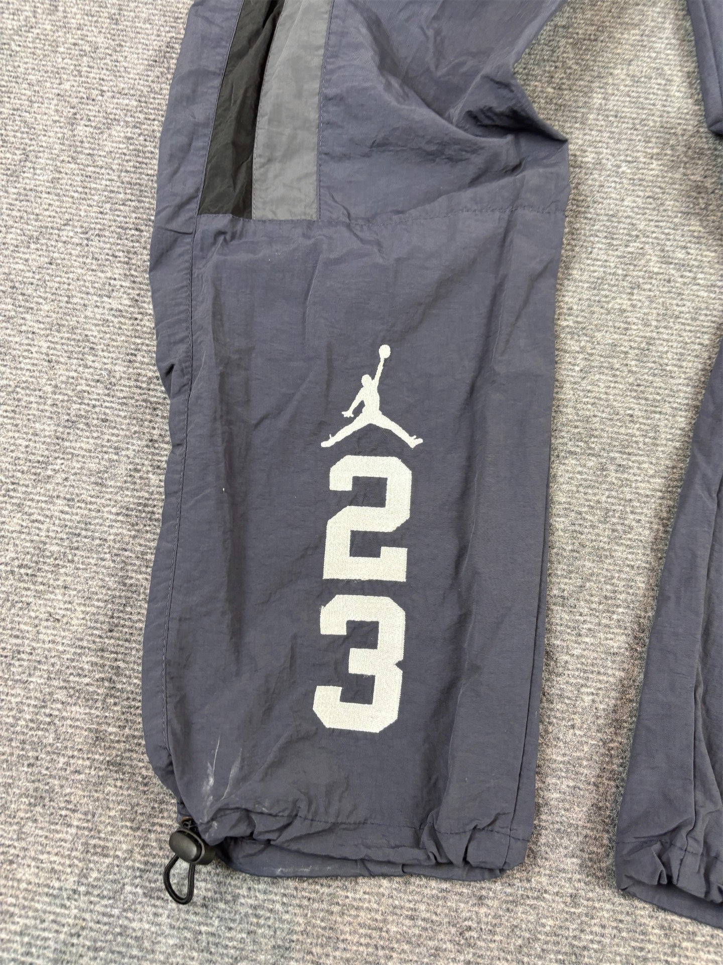 Nike Jordan Track Pants S Black Grey Panels 23 Detail Bungee Tabs