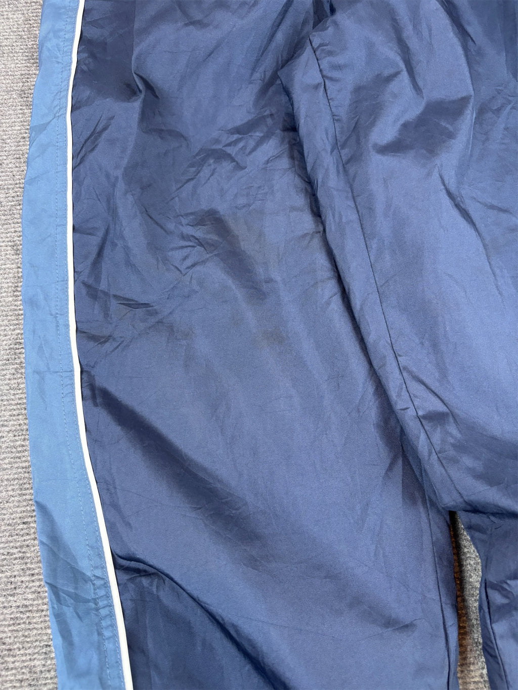 Vintage Y2K Nike Track Pants Women’s S Navy White Piping Blue Panels Wide Leg Ankle Zip