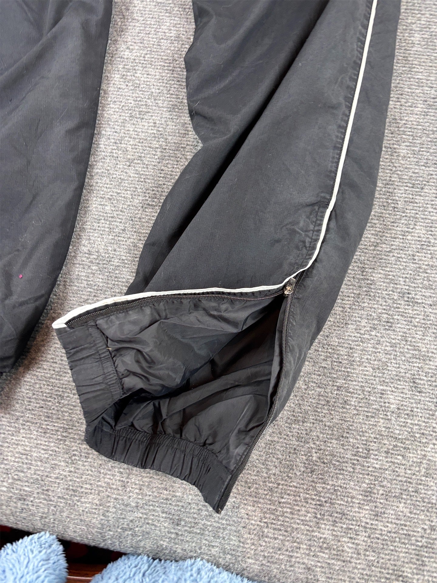 Vintage Y2K Nike Football Track Pants Size S Black White Piping Logo Back Ankle Zip Tapered