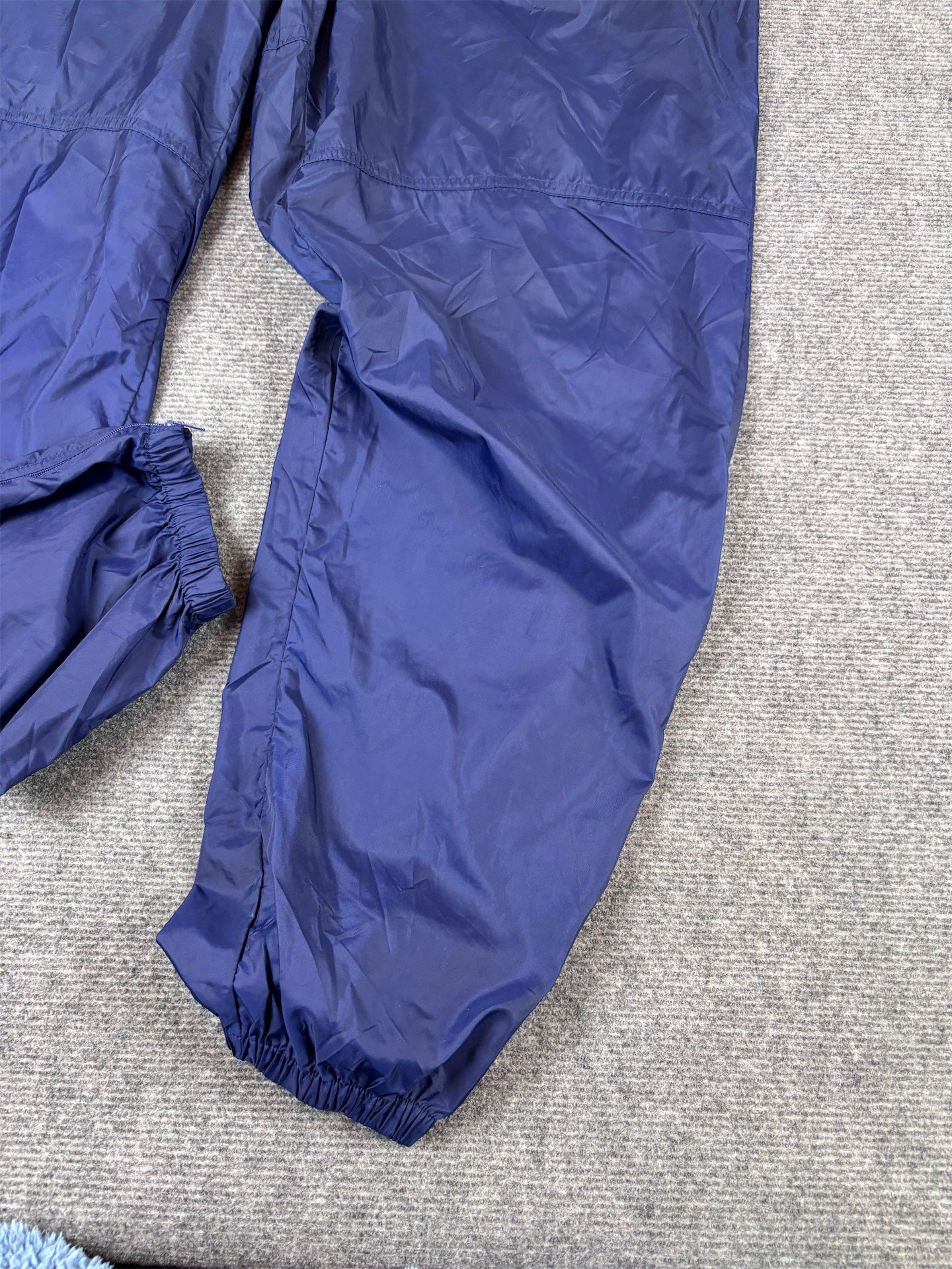 Vintage 90s Nike Track Pants Women’s XL Navy Hip Swoosh Parachute Ankle Zip Wide Leg