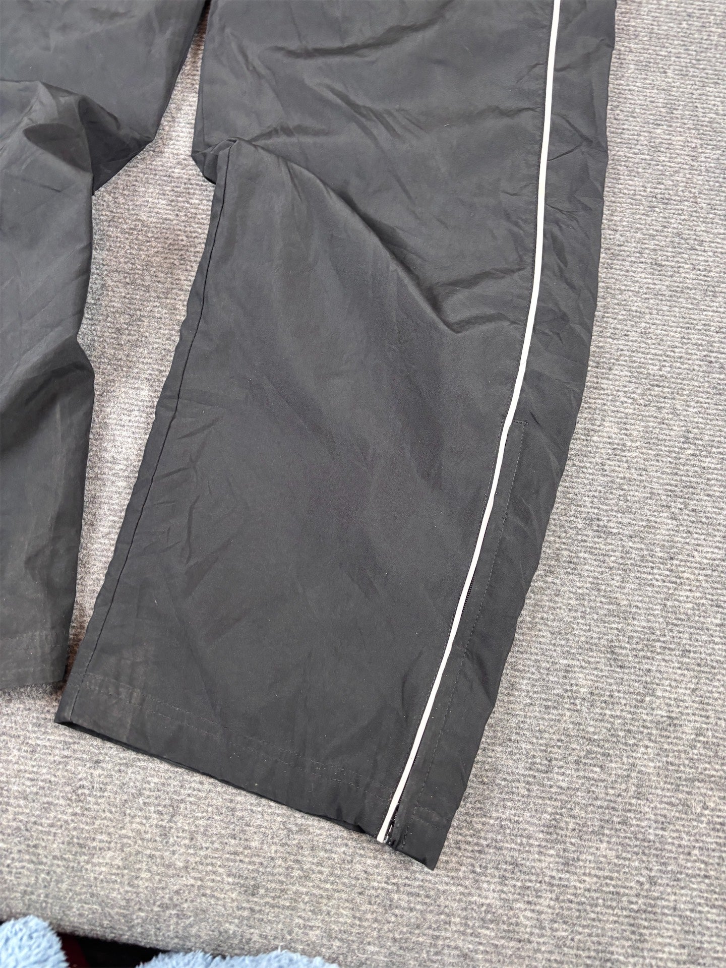 Y2K/10s Nike Track Pants Size L Black Double Piping Swoosh Ankle Zips Wide Leg