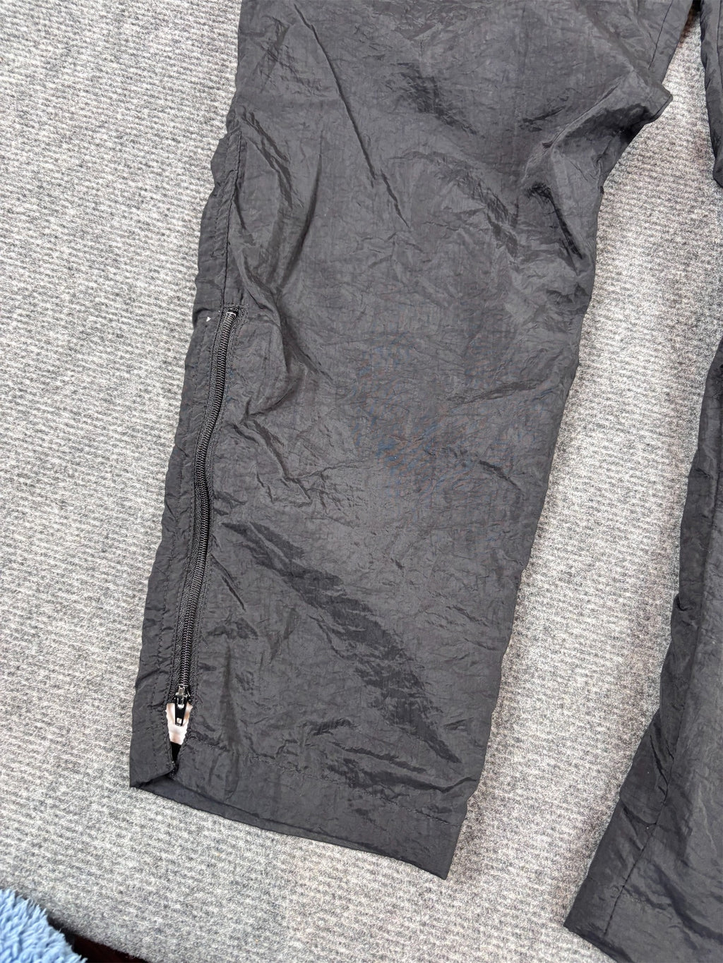 Vintage 90s Nike Track Pants Women’s M Double Black Swoosh Parachute Ankle Zip Tapered Leg