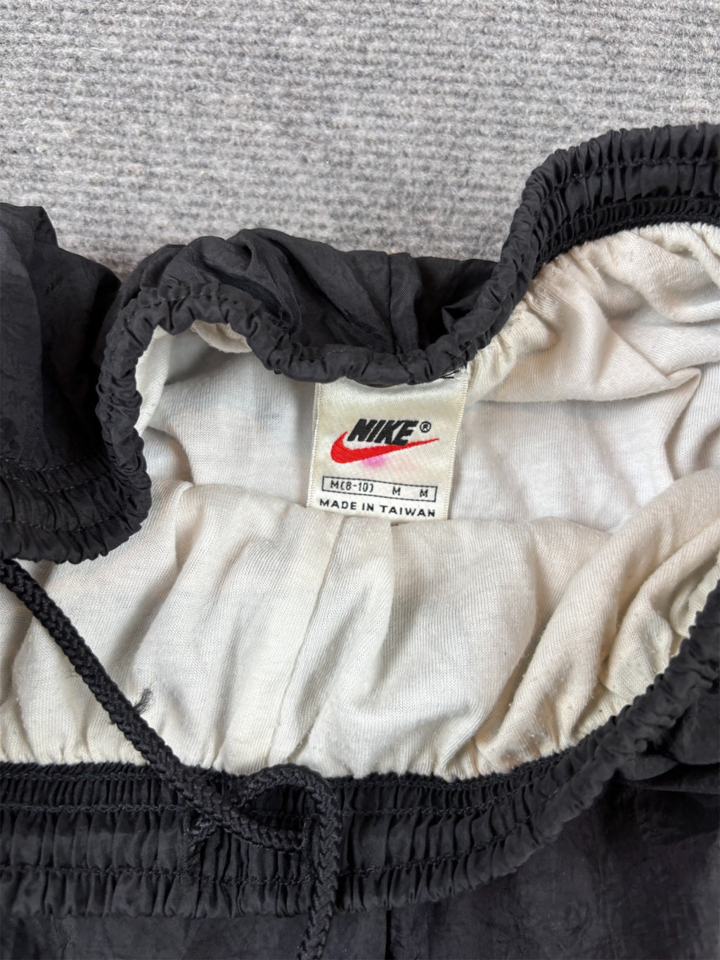 Vintage 90s Nike Track Pants Women’s M Double Black Swoosh Parachute Ankle Zip Tapered Leg