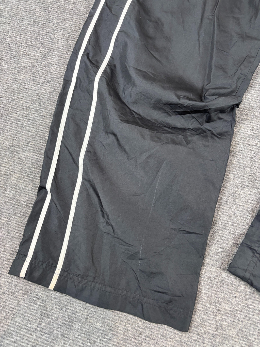 Nike Track Pants Size S Black Double White Piping Hip Swoosh Wide Leg