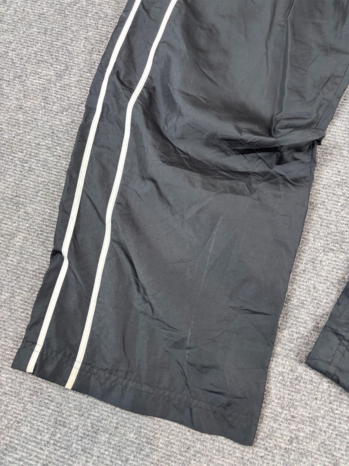 Nike Track Pants Size S Black Double White Piping Hip Swoosh Wide Leg