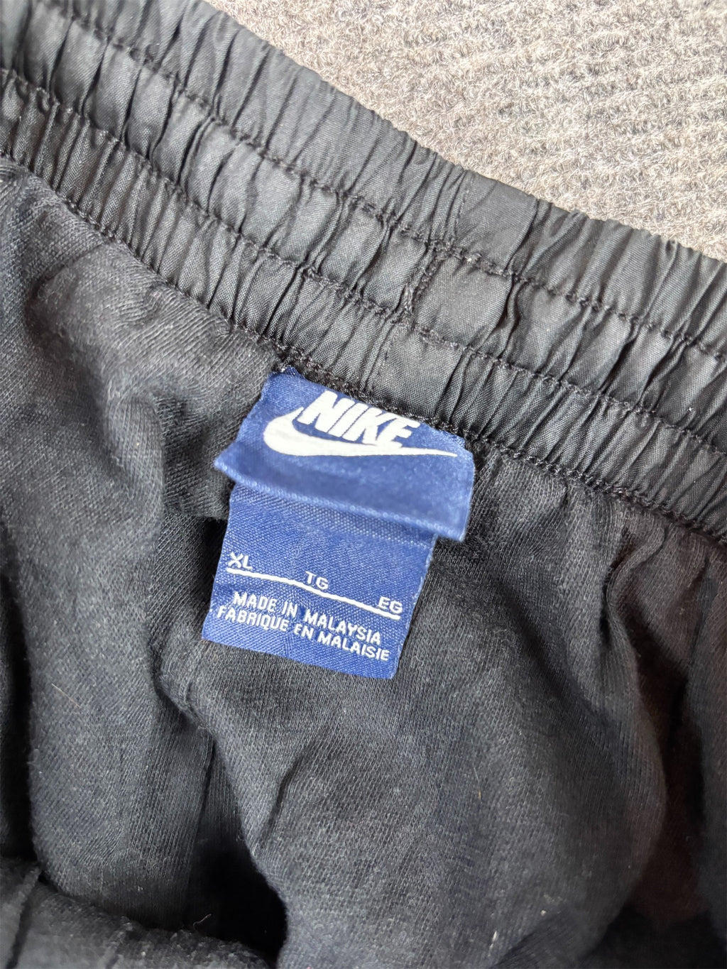 Nike Track Pants Size S Black Double White Piping Hip Swoosh Wide Leg