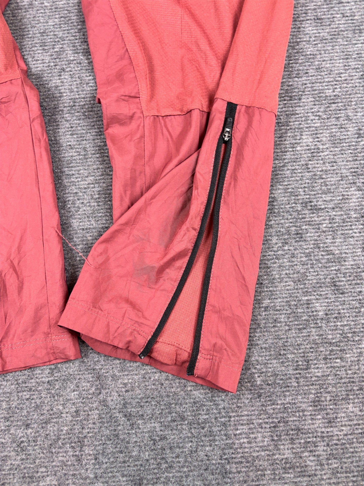 Nike Run Track Pants XL Red Burgundy Poly Grey Black Panels Wide to Tapered Leg