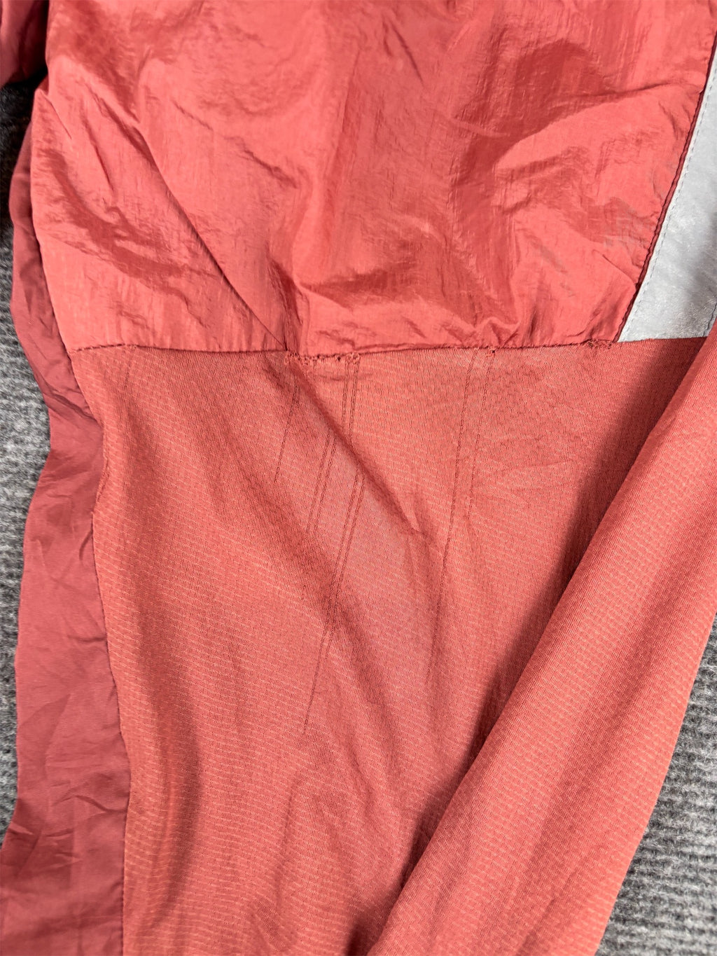 Nike Run Track Pants XL Red Burgundy Poly Grey Black Panels Wide to Tapered Leg