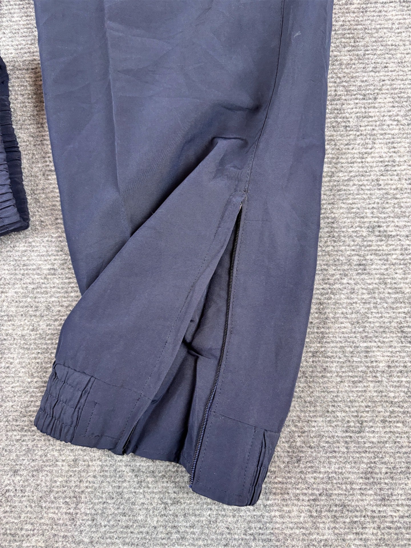 Vintage Y2K Nike Track Pants Size S Navy Green Panels Ankle Zips Tapered Leg