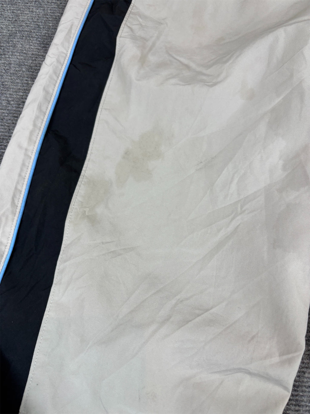 Vintage Y2K Nike Track Pants M Grey Blue Piping Black Blue Ankle Swoosh Wide Leg