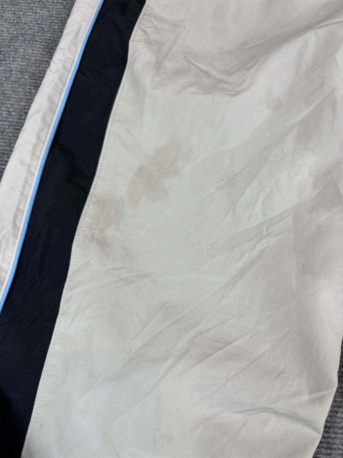 Vintage Y2K Nike Track Pants M Grey Blue Piping Black Blue Ankle Swoosh Wide Leg