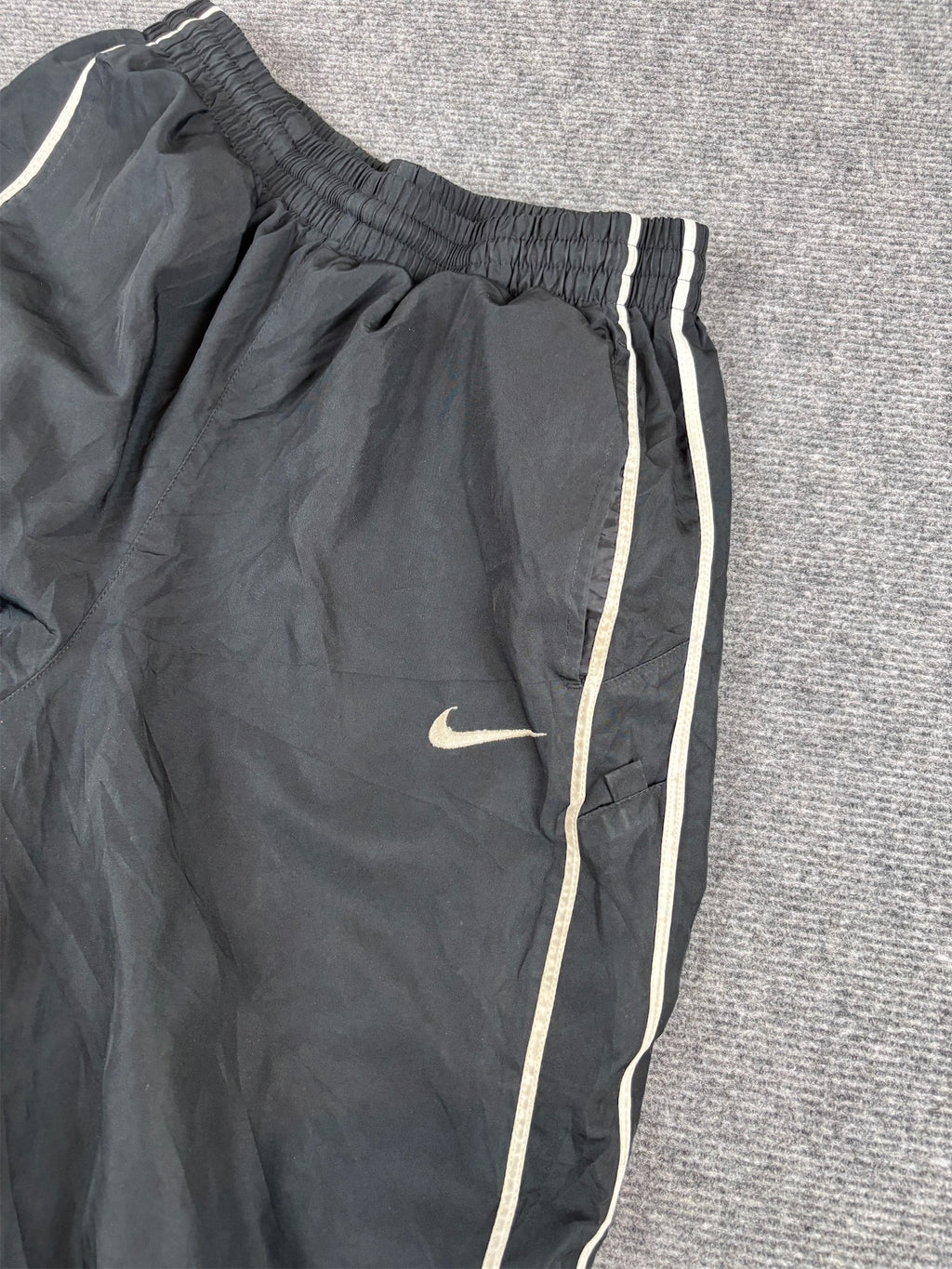 Nike Track Pants Women's XS Black Double White Piping Swoosh Straight Leg