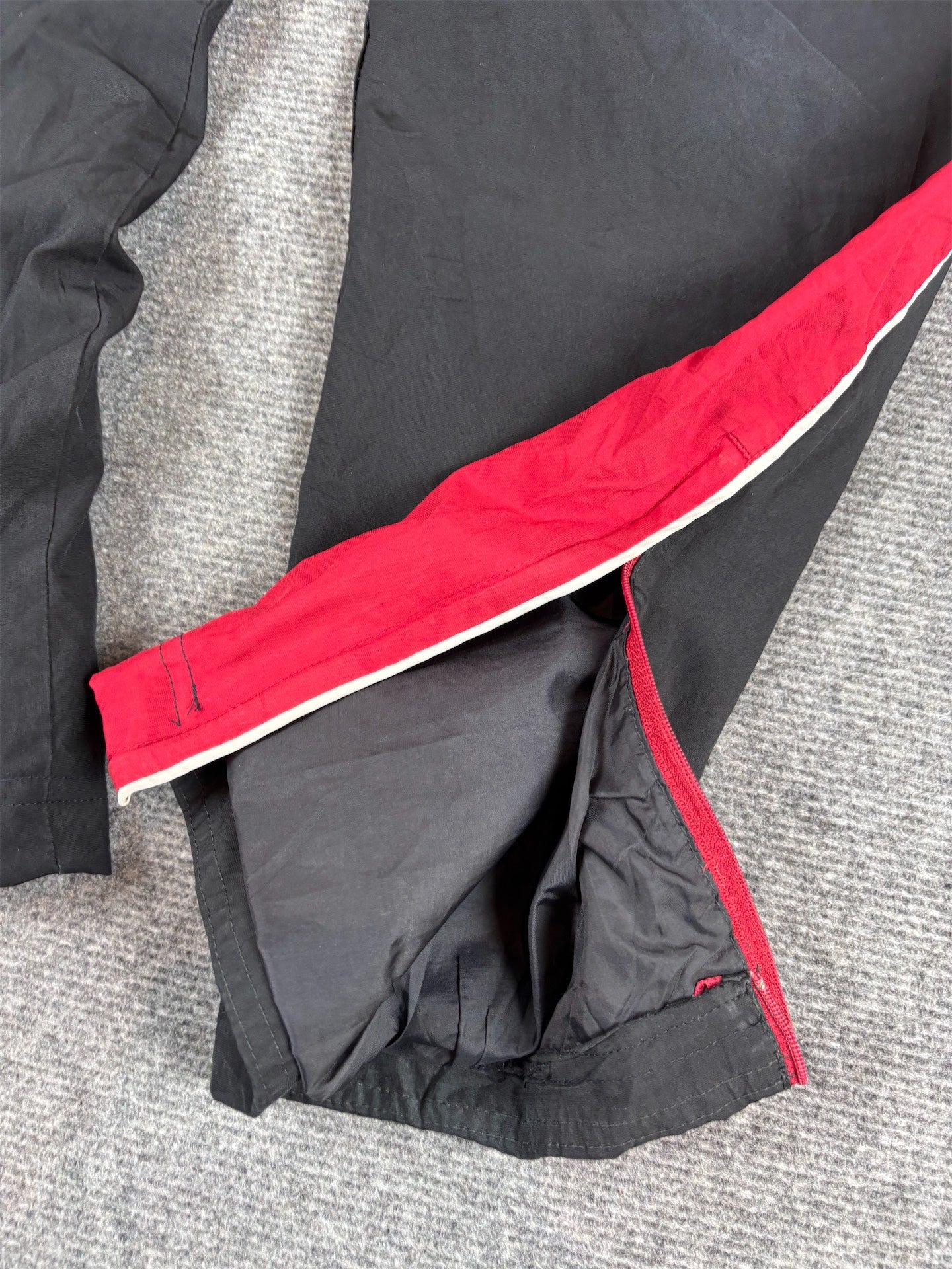 Vintage Y2K Nike Track Pants Size S Black White Piping Red Panel Ankle Zips Wide Leg