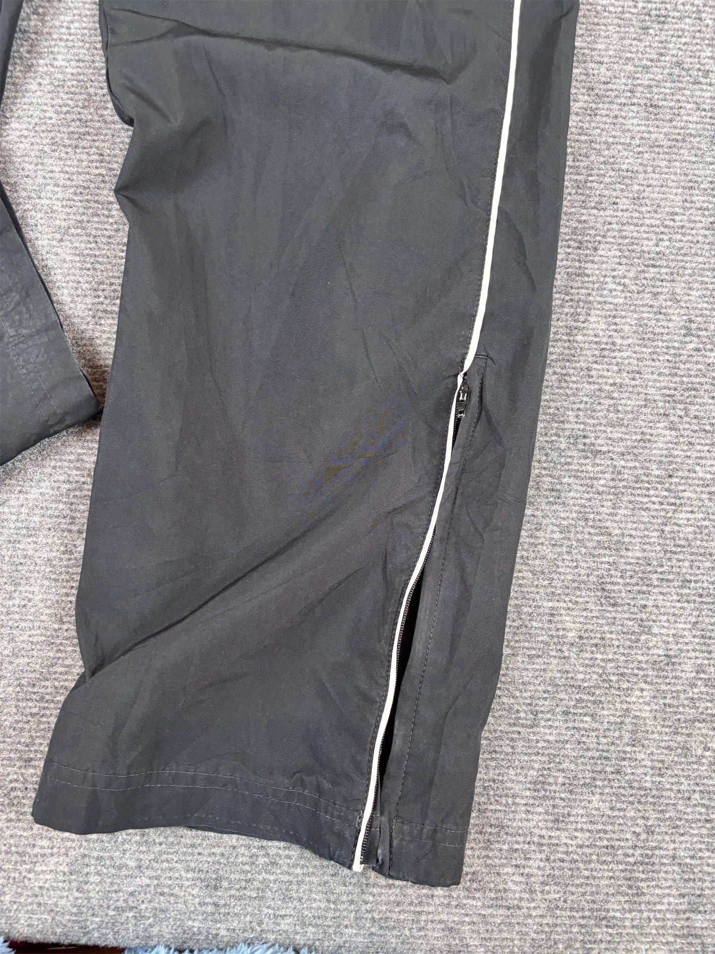 Y2K/10s Nike Track Pants M Black White Swoosh Double Piping Straight to Wide Fit