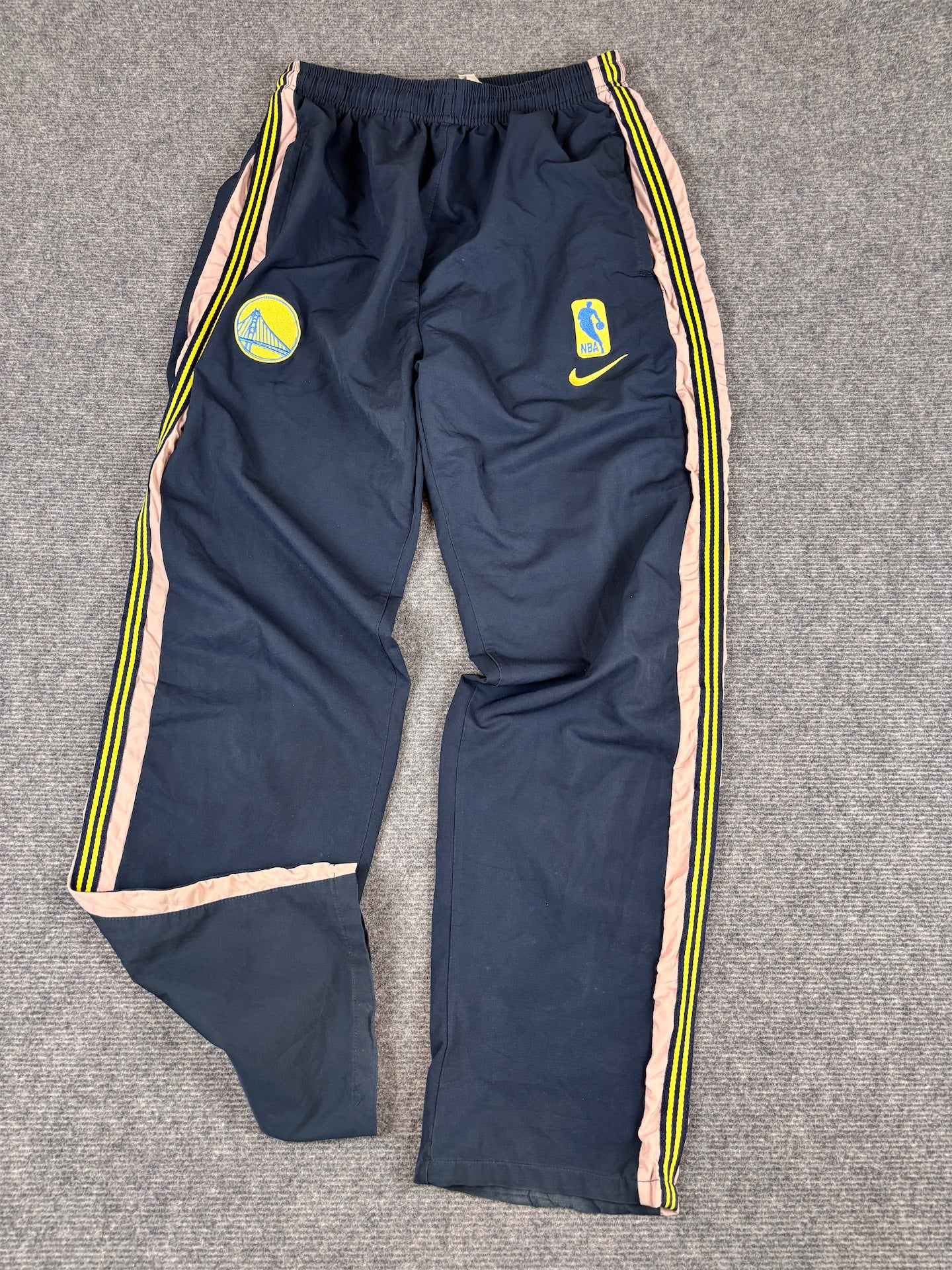 Nike Basketball Track Pants Men's S Navy Golden State NBA Embroidered Logos