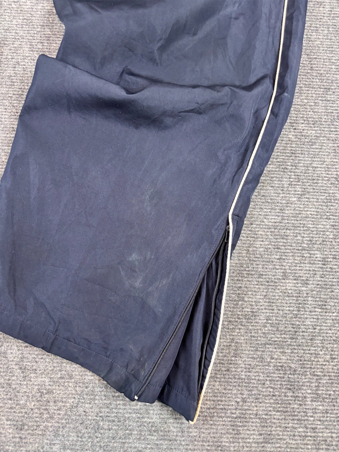 Vintage Y2K Nike Track Pants XL Navy White Piping Ankle Zips Wide Leg (Bootleg)