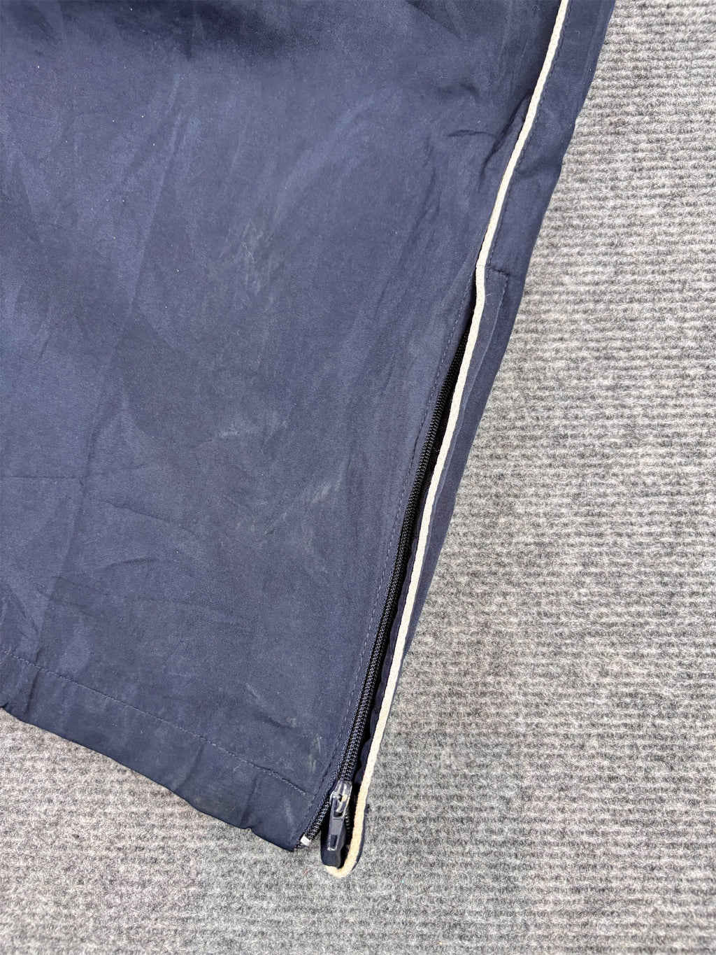 Vintage Y2K Nike Track Pants XL Navy White Piping Ankle Zips Wide Leg (Bootleg)