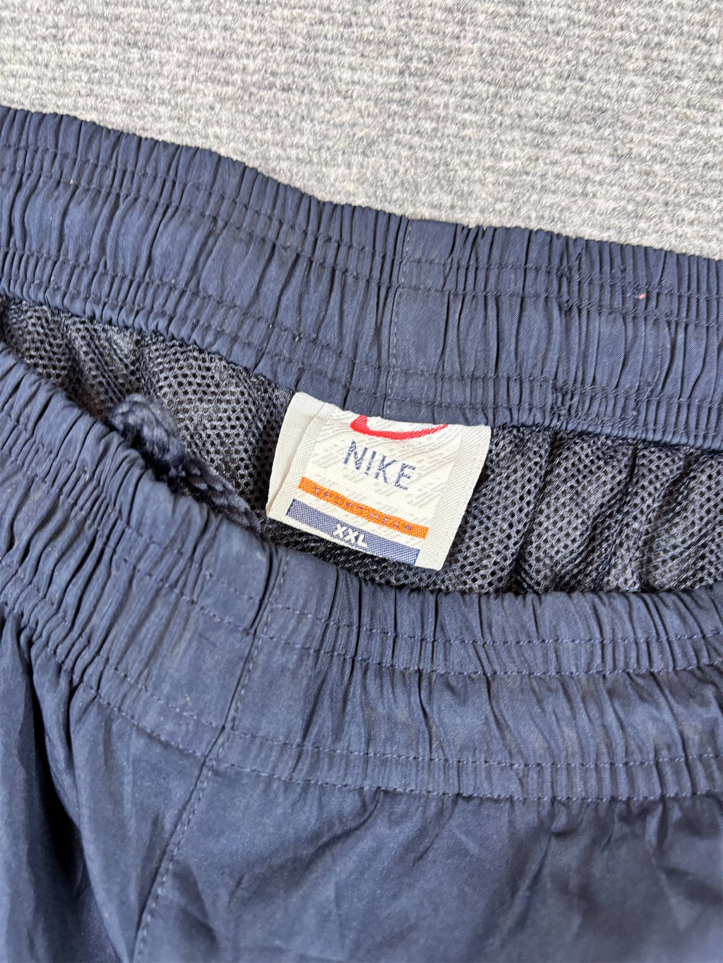 Vintage Y2K Nike Track Pants XL Navy White Piping Ankle Zips Wide Leg (Bootleg)