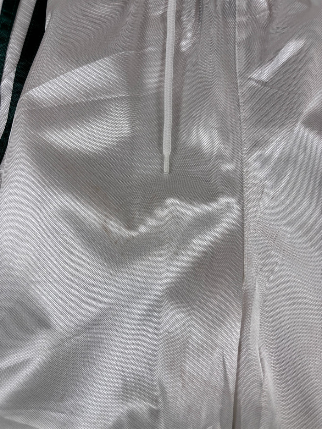 Vintage Y2K Adidas Celtics Shorts M White Poly Green Satin Finish Wide Fit