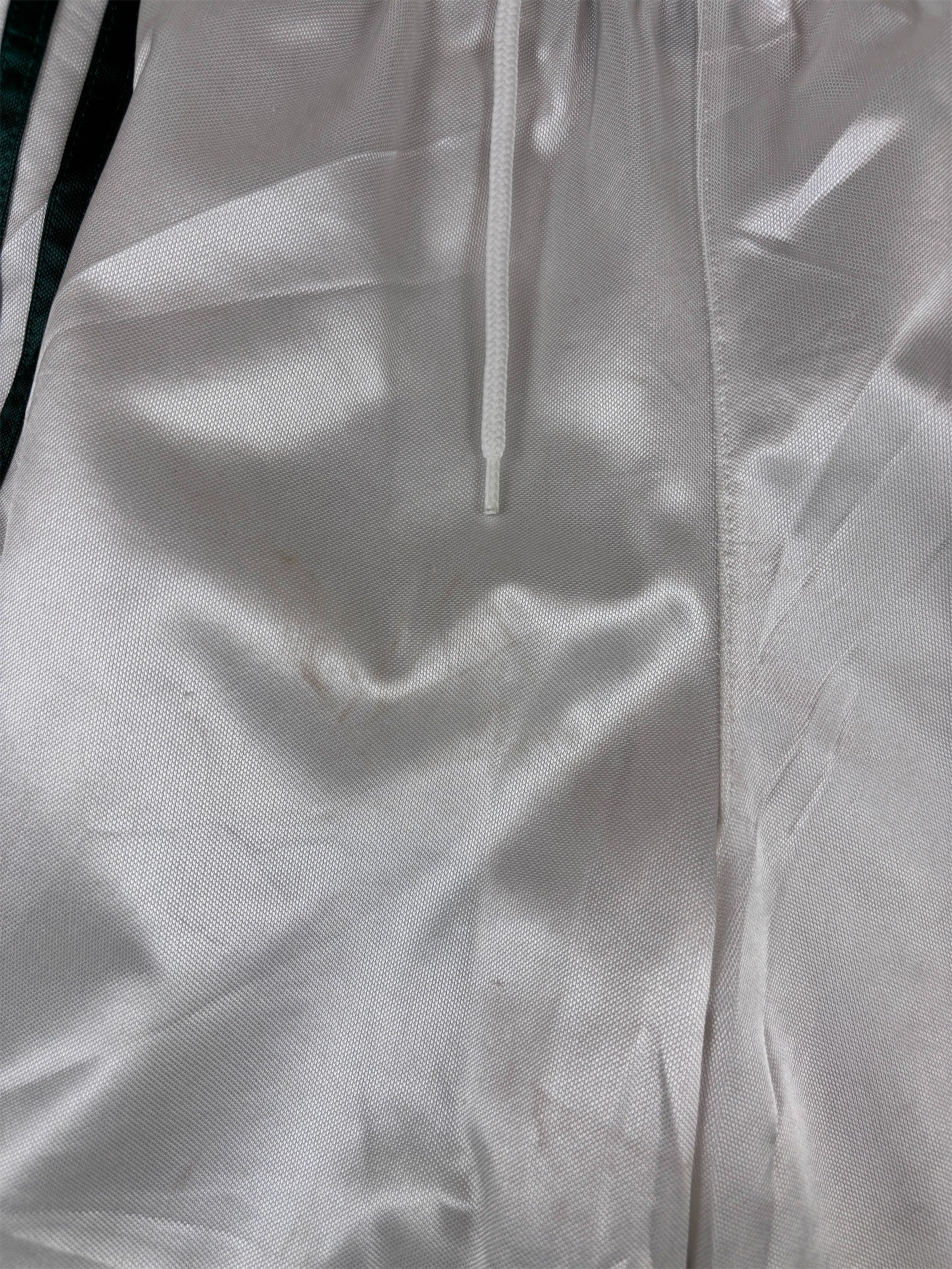 Vintage Y2K Adidas Celtics Shorts M White Poly Green Satin Finish Wide Fit