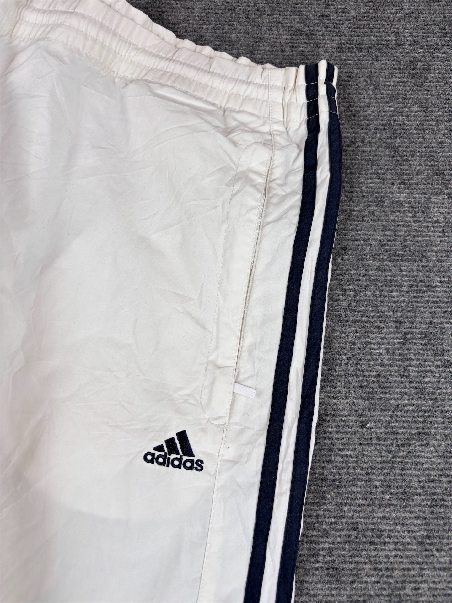 Vintage Y2K Adidas 3/4 Track Pants Men's L White 3 Stripe Bungee Tab