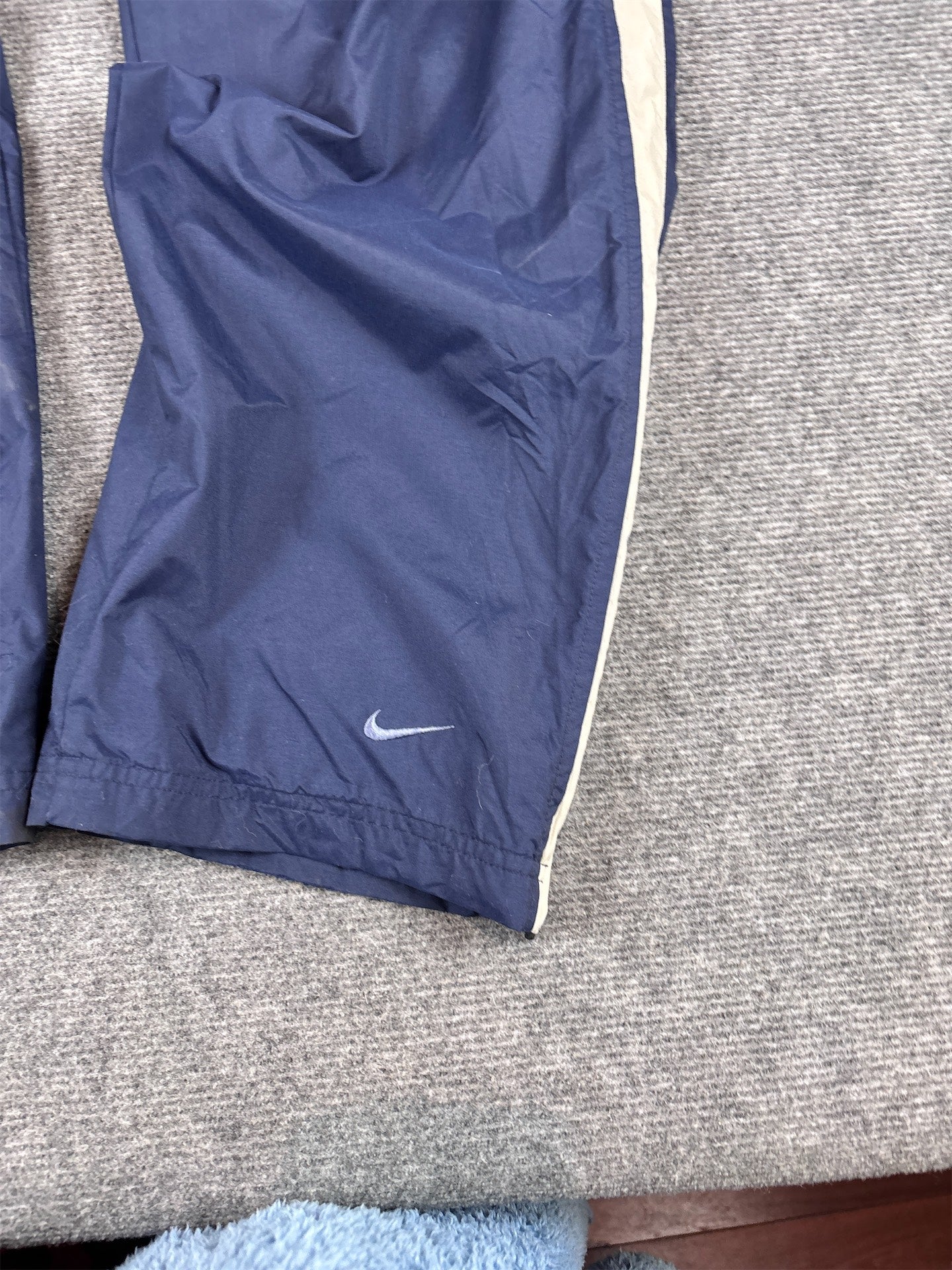 Vintage Y2K Nike Track Pants M Navy Cream Grey Panels Nylon Windbreakers