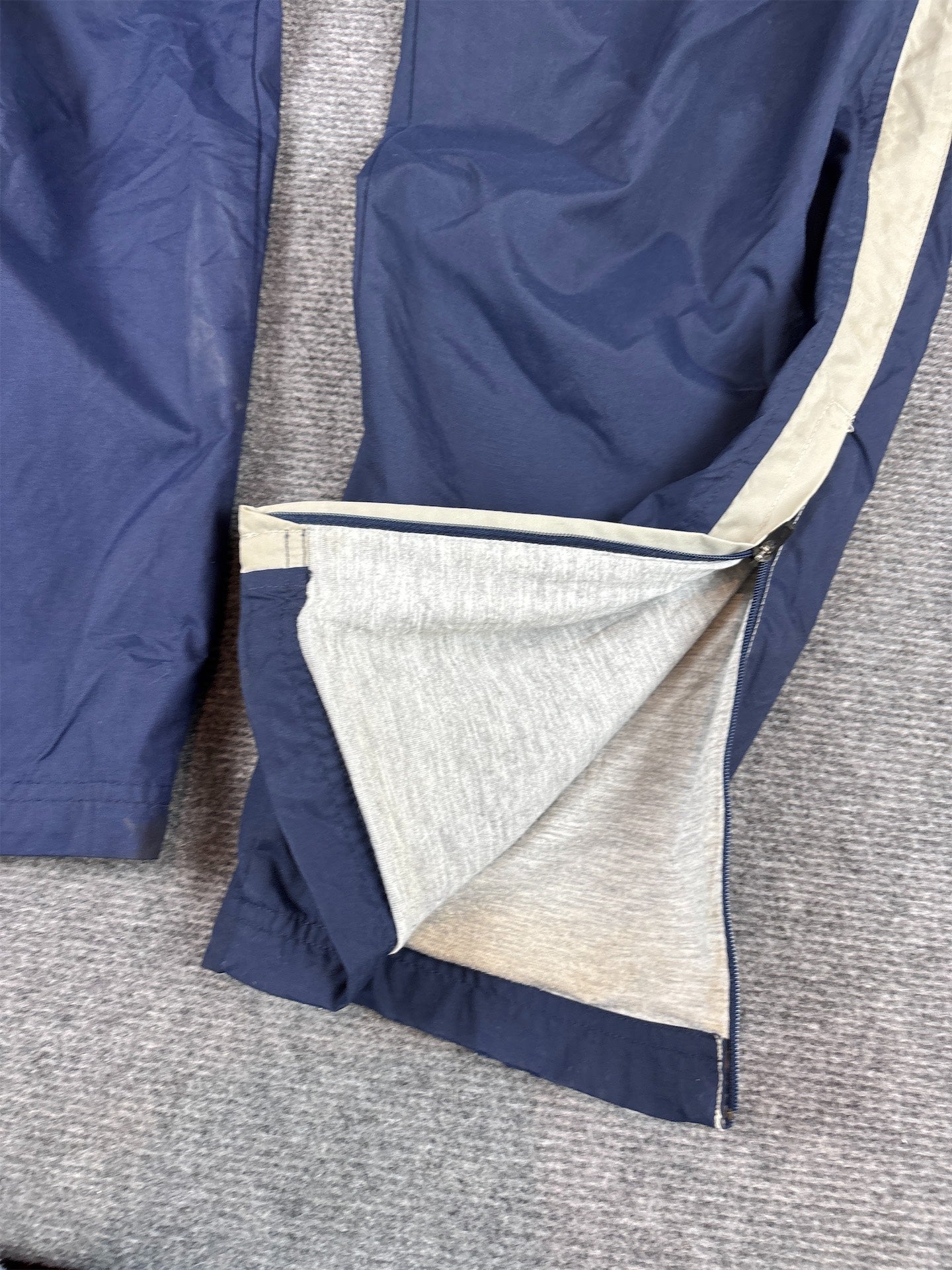 Vintage Y2K Nike Track Pants M Navy Cream Grey Panels Nylon Windbreakers