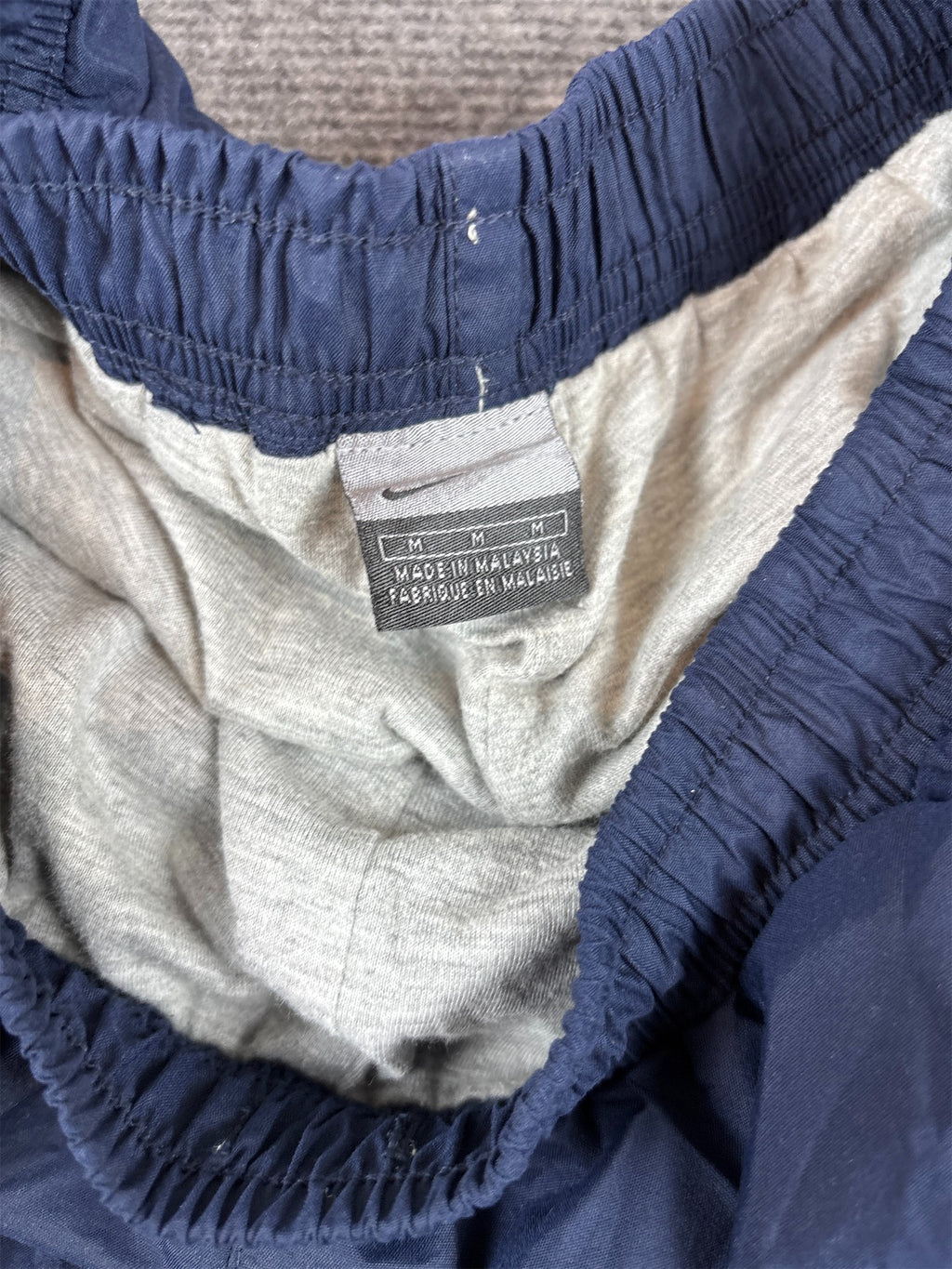 Vintage Y2K Nike Track Pants M Navy Cream Grey Panels Nylon Windbreakers
