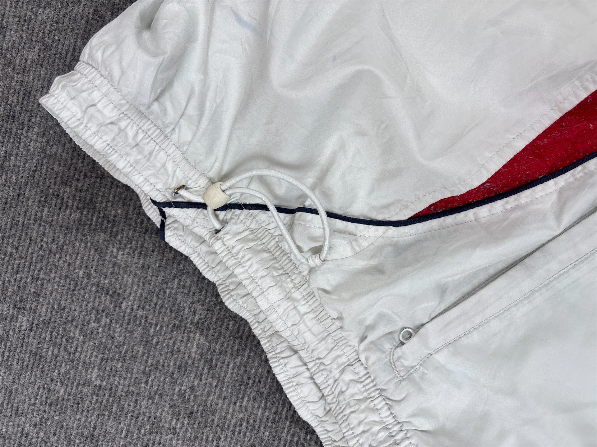 Vintage Y2K Nike Track Pants S White Red Mesh Navy Swoosh in Ankle Zip Premo Pair