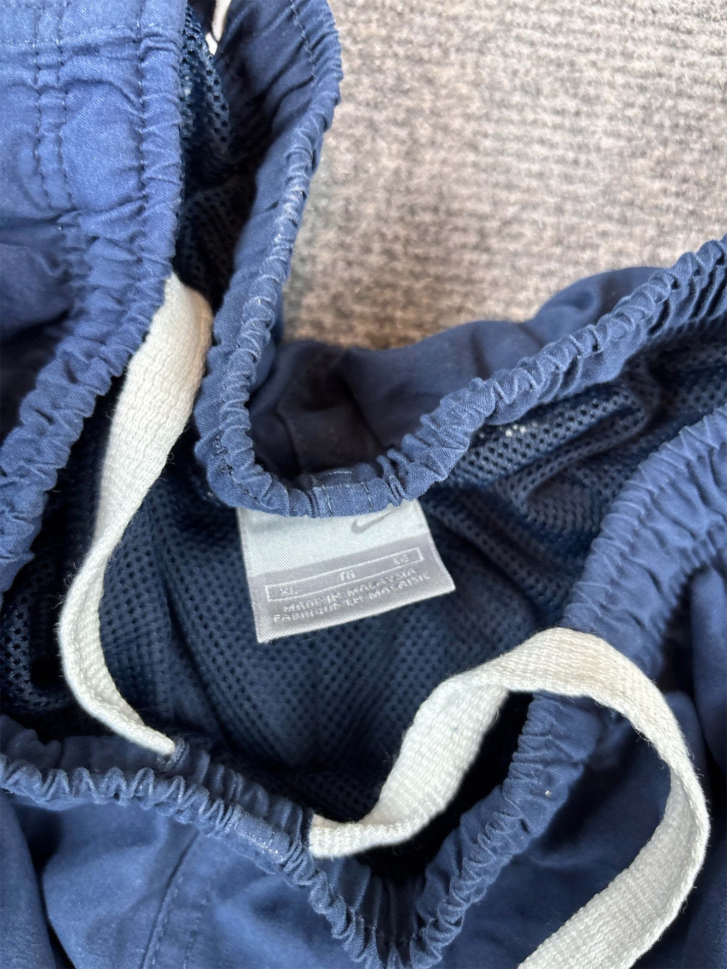 Vintage Y2K Nike Cargo Track Pants XL Navy White Piping Ankle Swoosh Baggy Fit