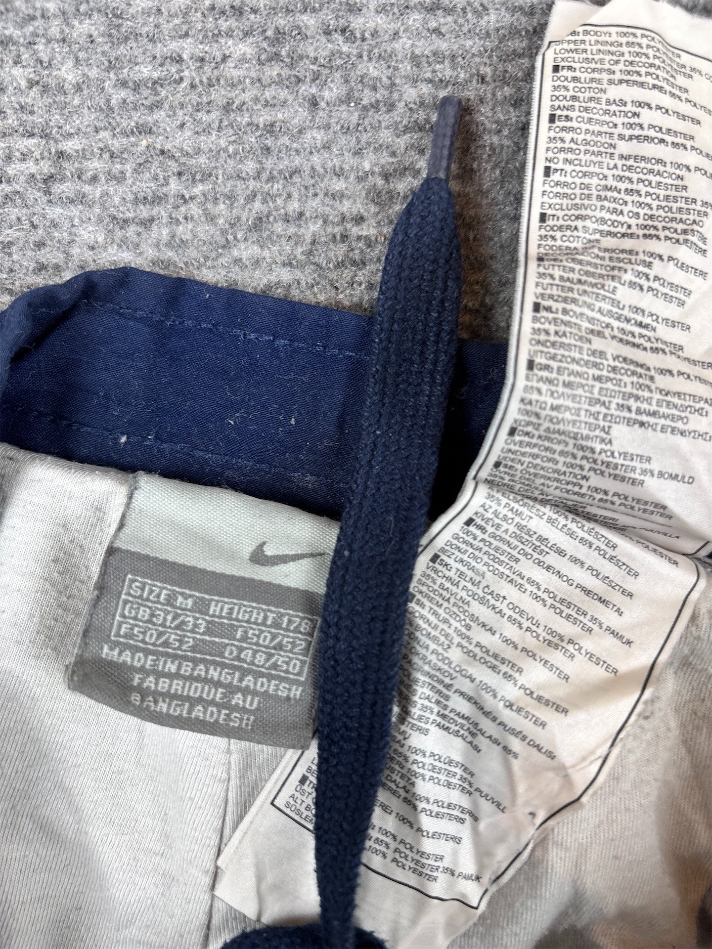 Vintage Y2K Nike Track Pants Men’s M Navy White Swoosh Grey Piping Straight Leg