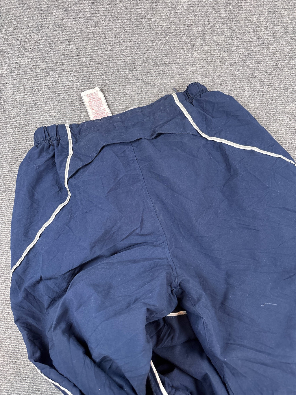 Vintage Y2K Nike Track Pants Men’s M Navy White Swoosh Grey Piping Straight Leg