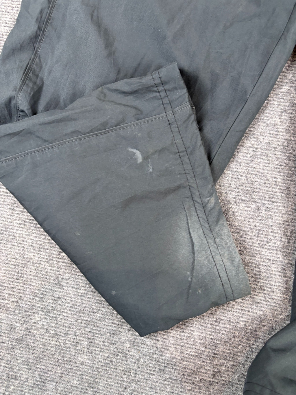 Y2K to 10s Nike Track Pants Mens XL Double Black Swoosh Baggy Wide Leg Premo