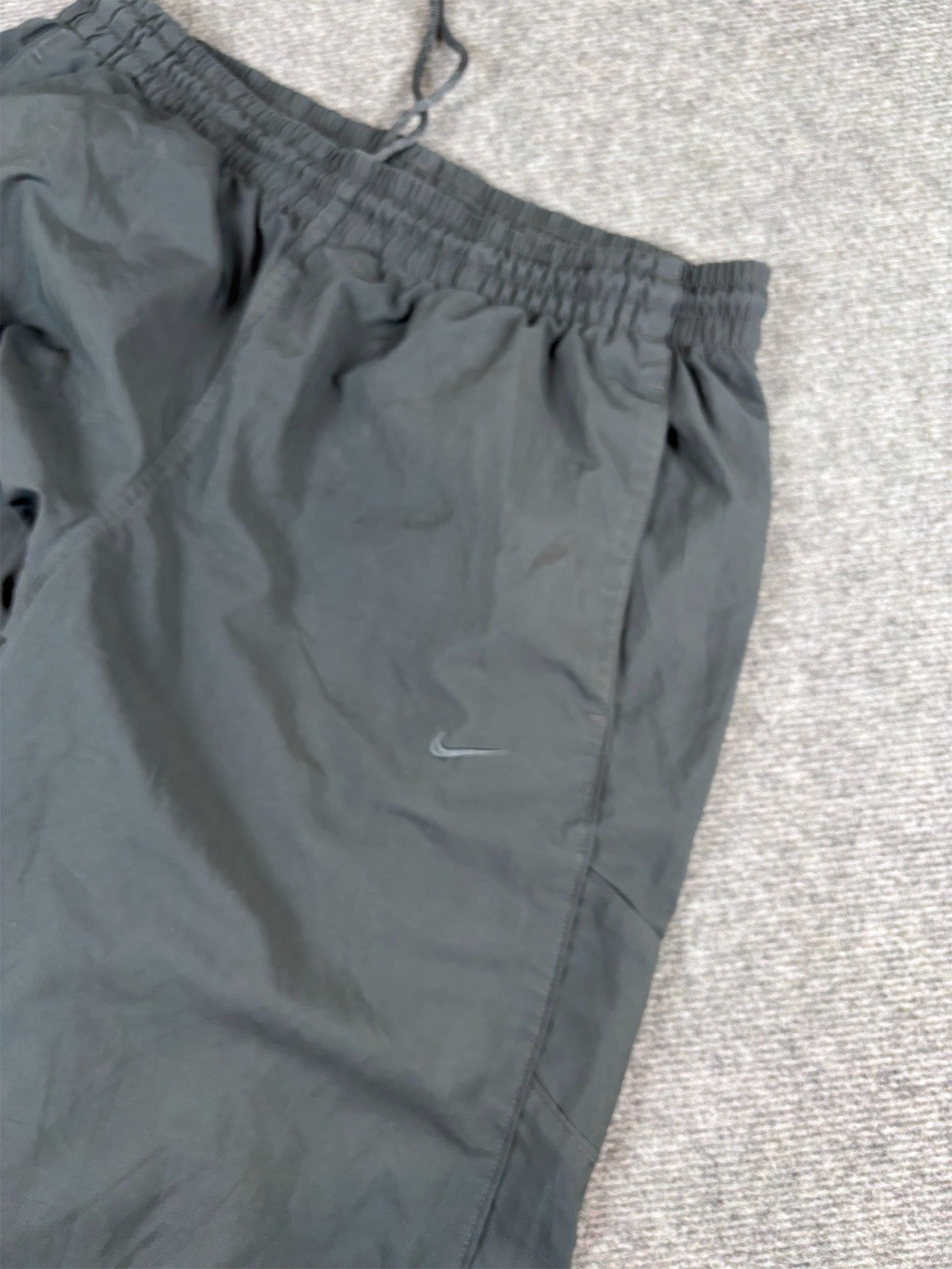 Y2K to 10s Nike Track Pants Mens XL Double Black Swoosh Baggy Wide Leg Premo