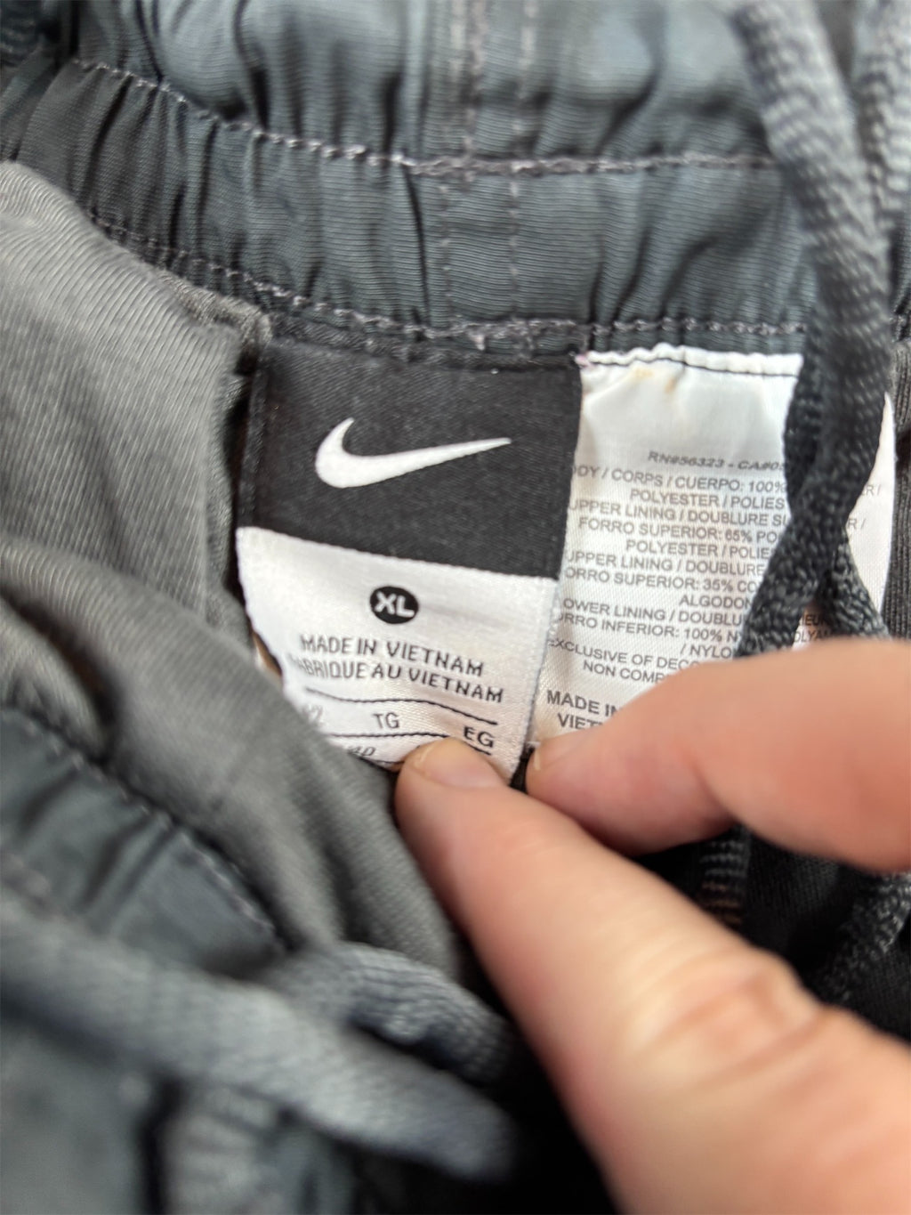 Y2K to 10s Nike Track Pants Mens XL Double Black Swoosh Baggy Wide Leg Premo