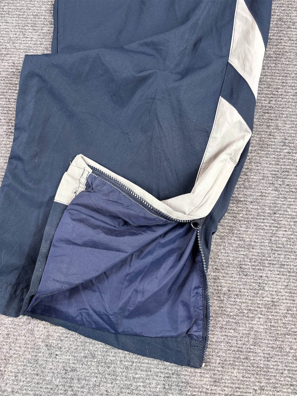 Vintage Y2K Nike Track Pants Men's M Navy Grey Panels Wide Leg Windbreakers