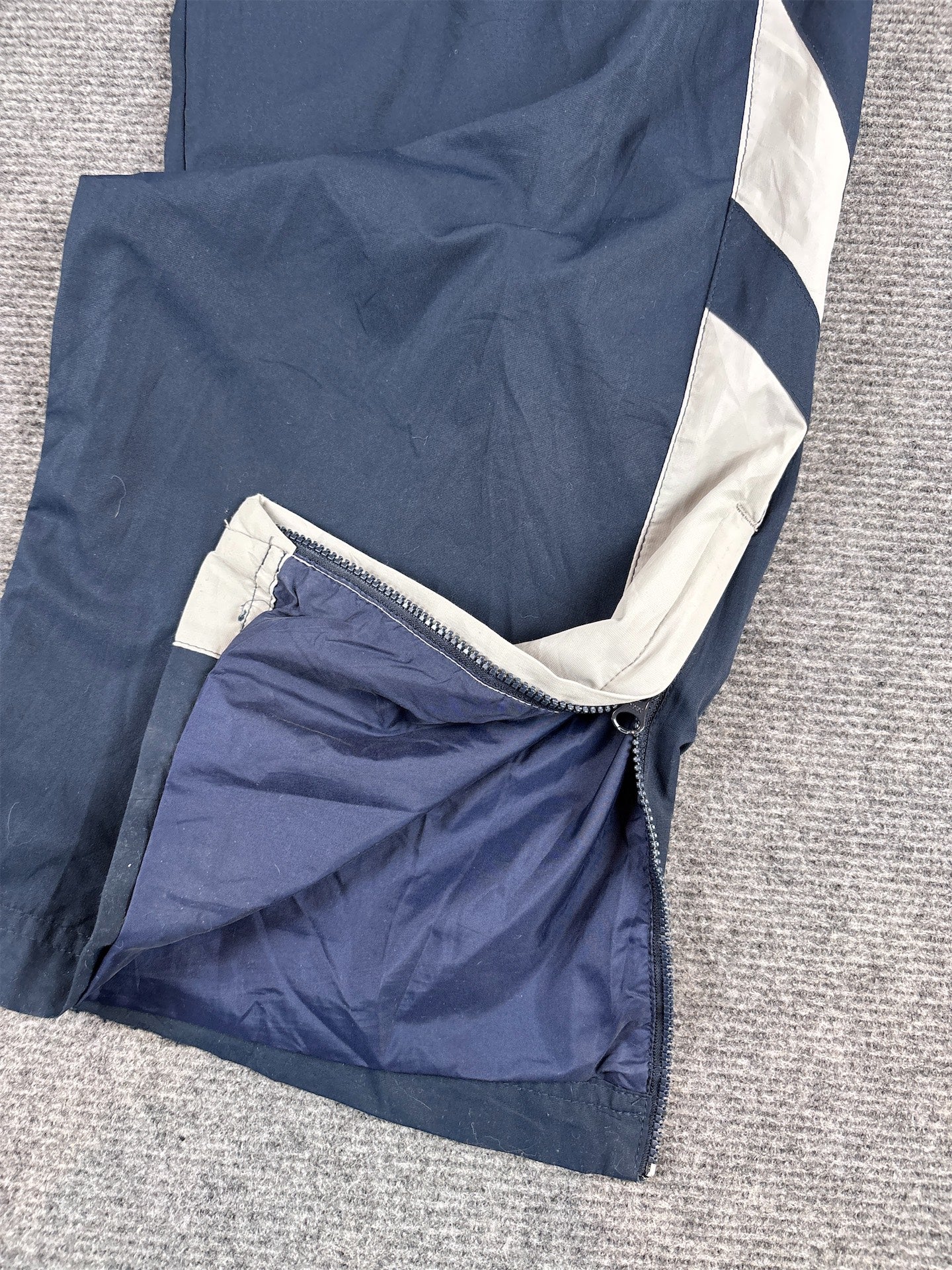 Vintage Y2K Nike Track Pants Men's M Navy Grey Panels Wide Leg Windbreakers