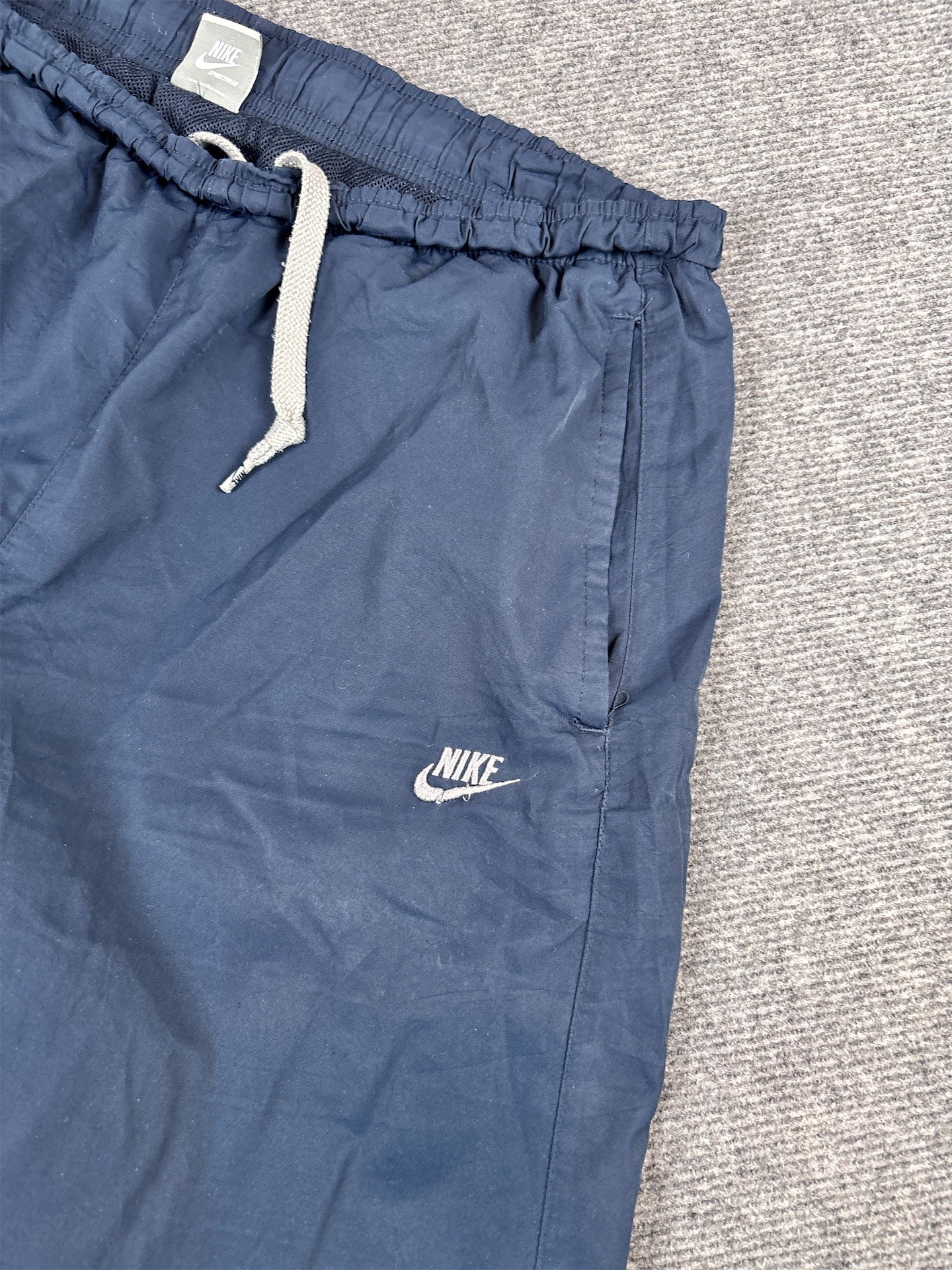 Vintage Y2K Nike Track Pants Men's M Navy Grey Panels Wide Leg Windbreakers