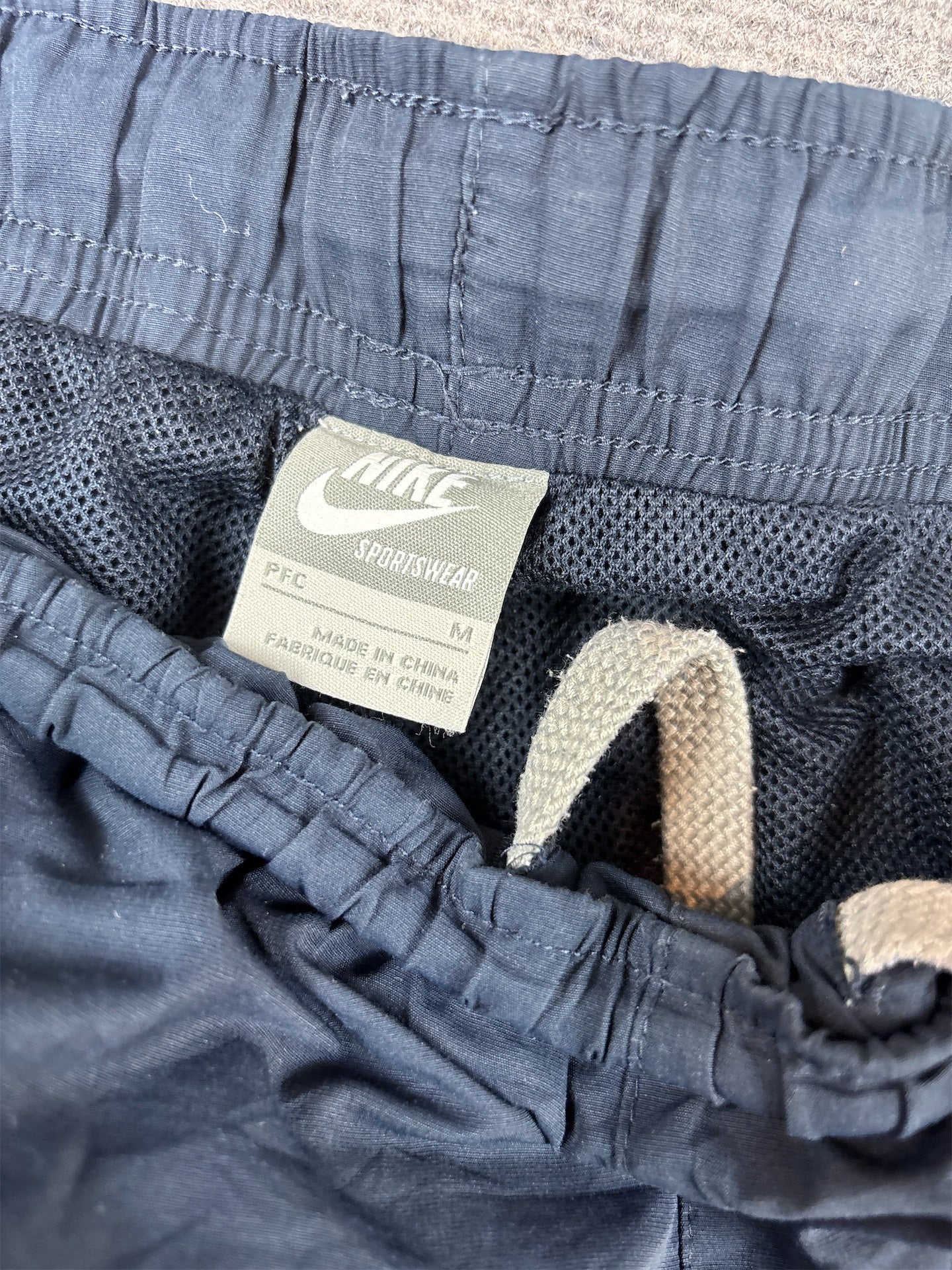 Vintage Y2K Nike Track Pants Men's M Navy Grey Panels Wide Leg Windbreakers