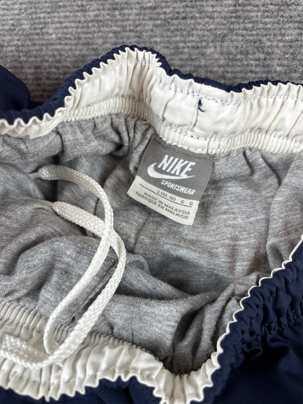 Vintage Y2K Nike Track Pants Women's XS Navy Blue White Wide Leg Ankle Zips