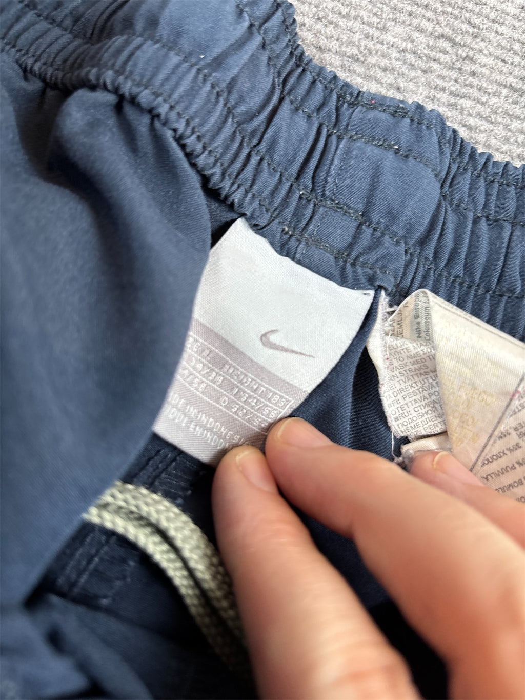 Vintage Y2K Nike Football Track Pants L Navy Green Panels Wide Leg Badge Logo