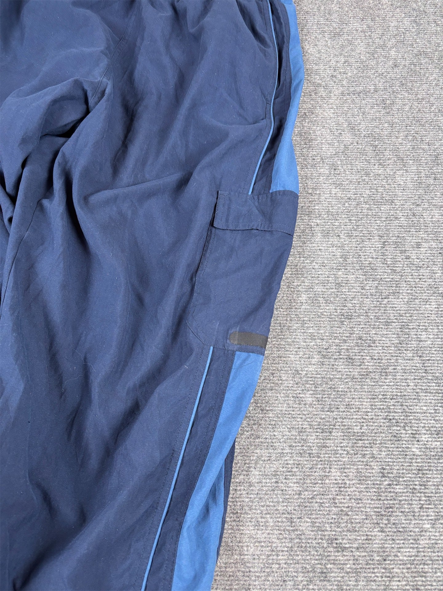 Vintage Y2K Nike Cargo Track Pants Men’s XXL Navy Blue Baggy Wide Leg